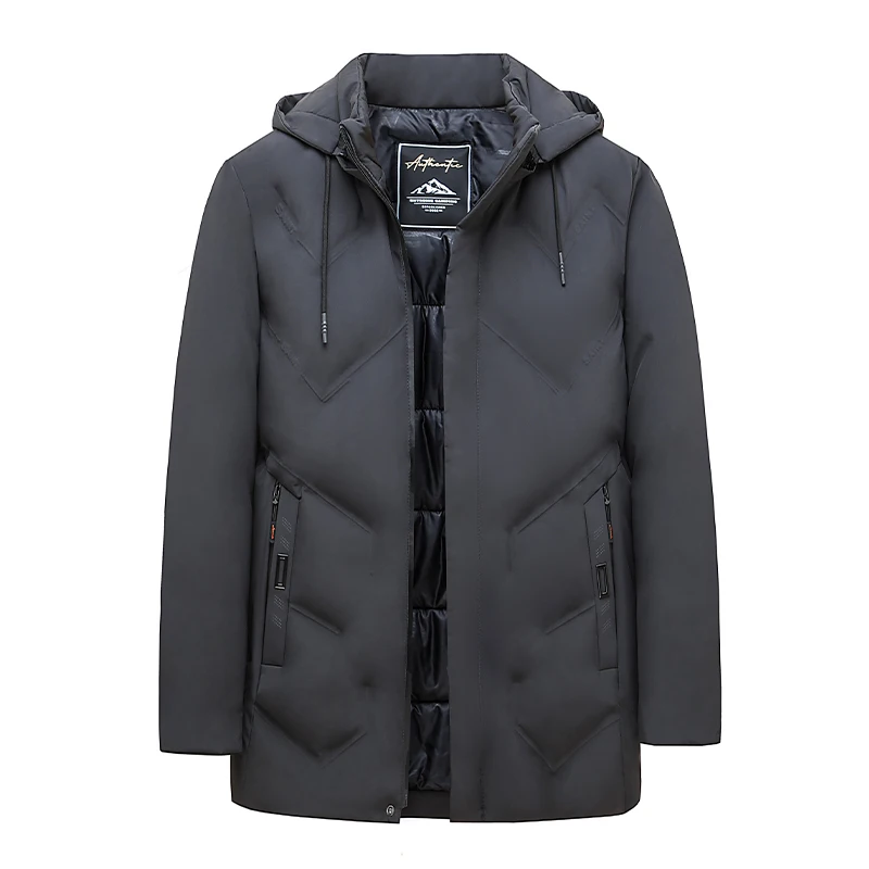 

New Winter Cotton Jacket Men's Coat Thickened Warm Casual Cotton Solid Color Hood Jacket