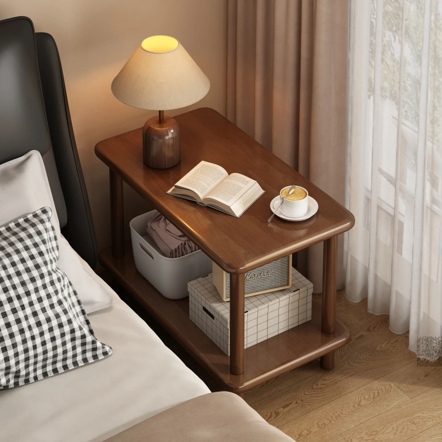 Solid wood bedside table replacement bedroom bedside table simple very narrow shelf