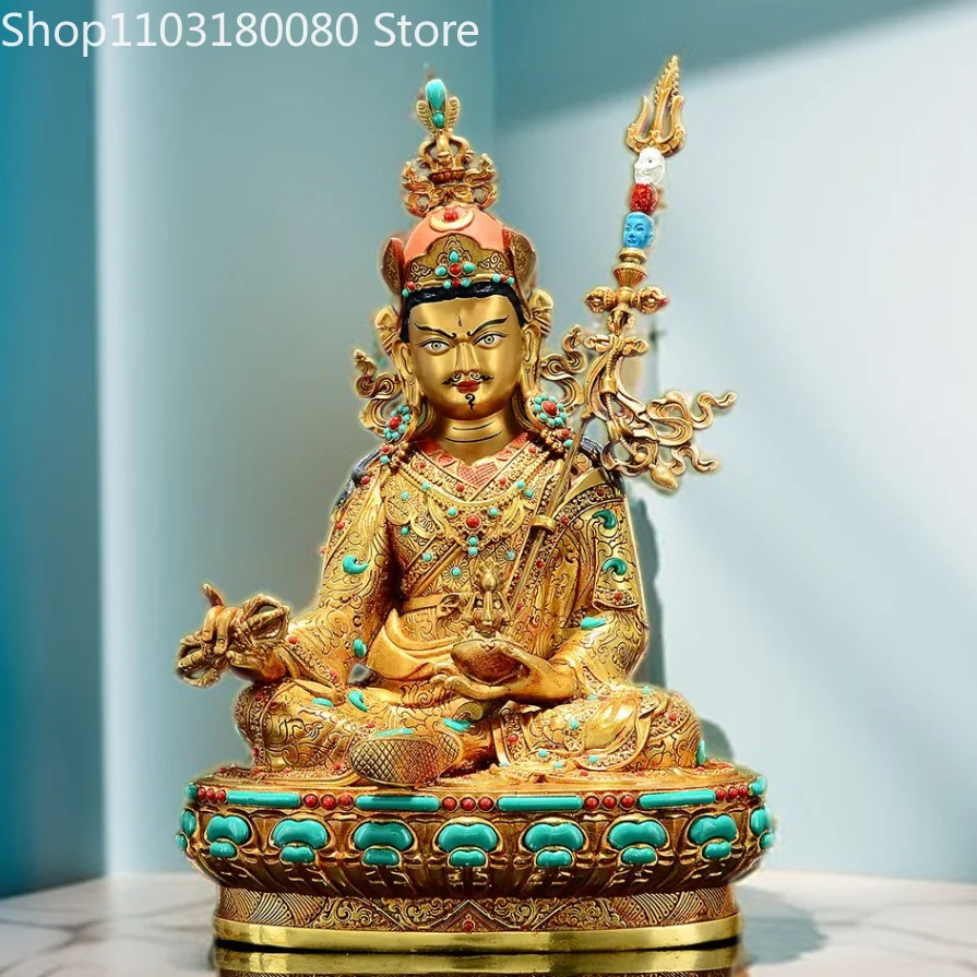 Copper gilding Guru Padmasambhava buddha statue Nepal Tibet  sculpture ,46cm,32cm,21cm