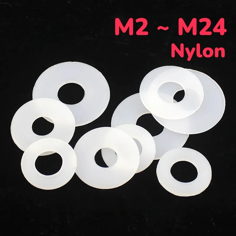 White Nylon Flat Washer Plastic Nylon Flat Washer Flat Gasket M2 M2.5 M3 M4 M5 M6 M8 M10 M12 M14 M16 M22 M24