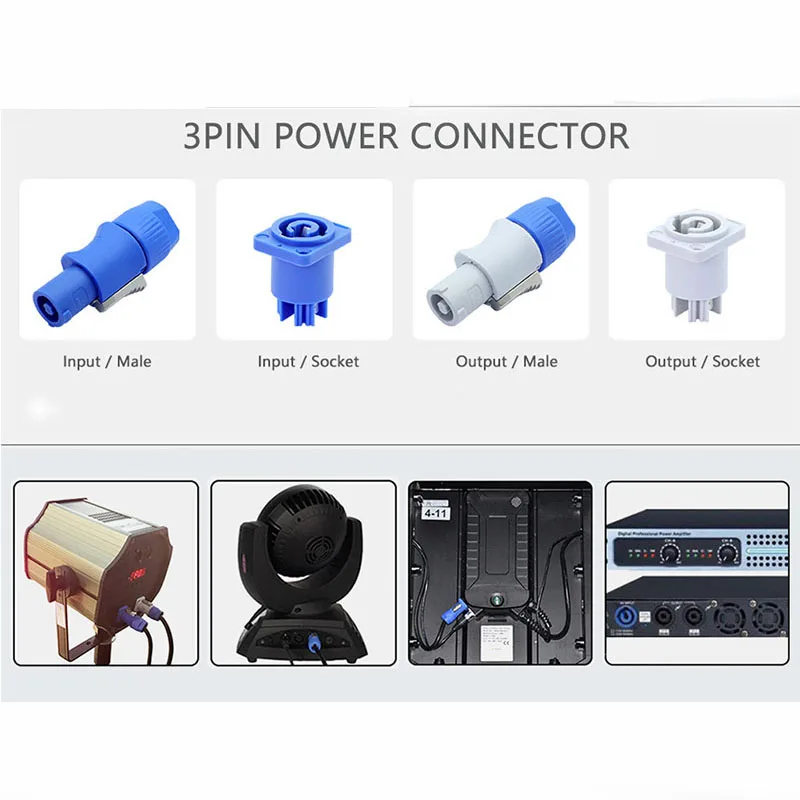 Powercon Connector Lockable Cable Connector Chassis Socket for Electric Drill LED Screen Stage Lighting Power Connecting