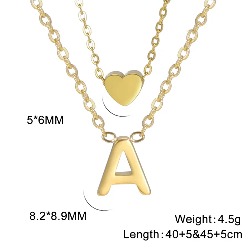 Mode Tiny Herz Initial Halskette Gold Silber Farbe Multilayer Brief Choker Halskette Für Frauen Charme Anhänger Schmuck Geschenk – Detail 15