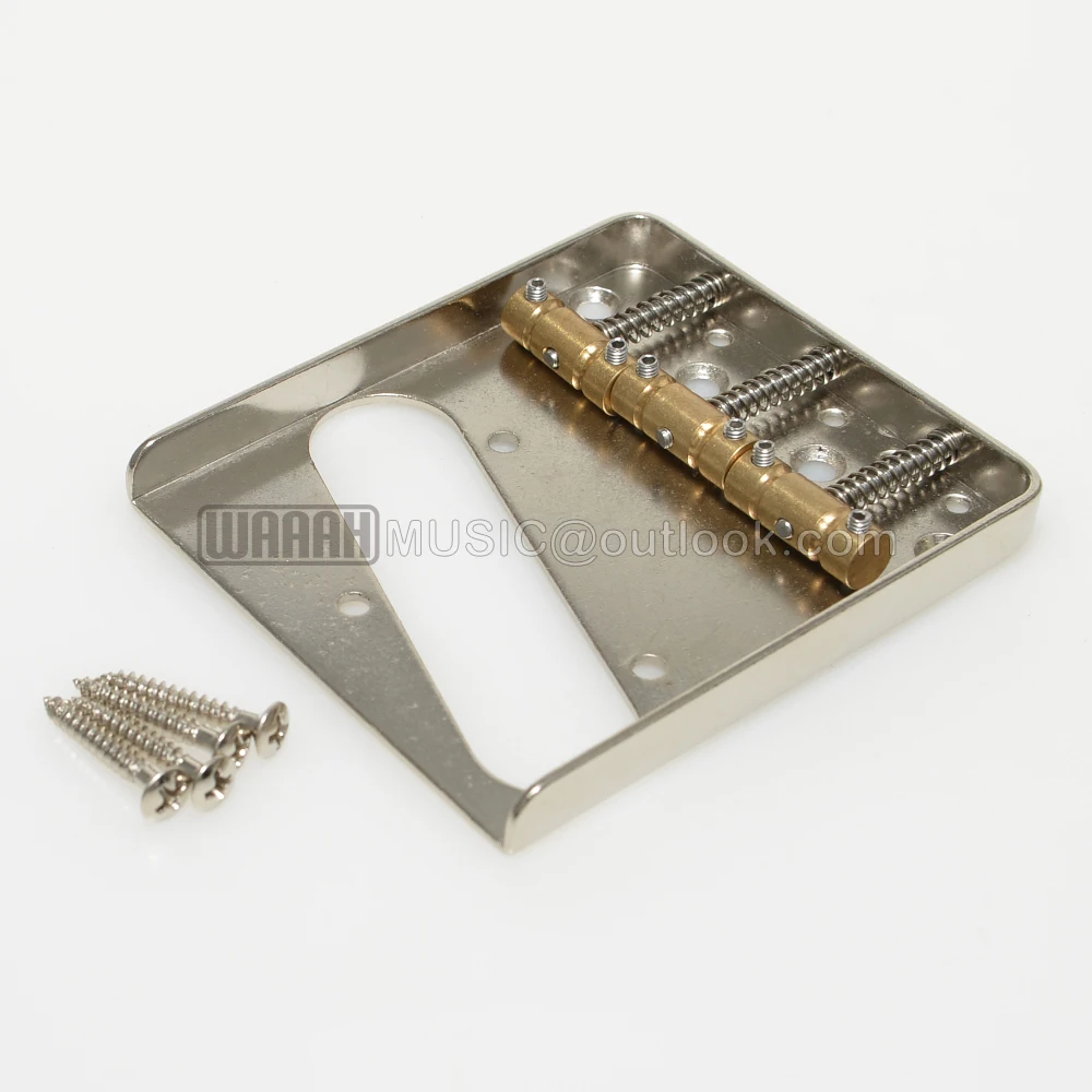 Vintage Tlcaster Guitar Bridge Brass Saddles 3-Saddles Nickel Plate for Got-oh Style Guitar Electric Guitar Bridge