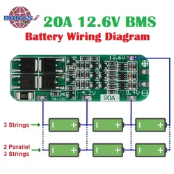 3S 20A Li-ion Lithium Battery 3.6V 3.7V 18650 Charger PCB BMS Protection Board For Drill Motor BMS 12.6V Lipo Cell Module