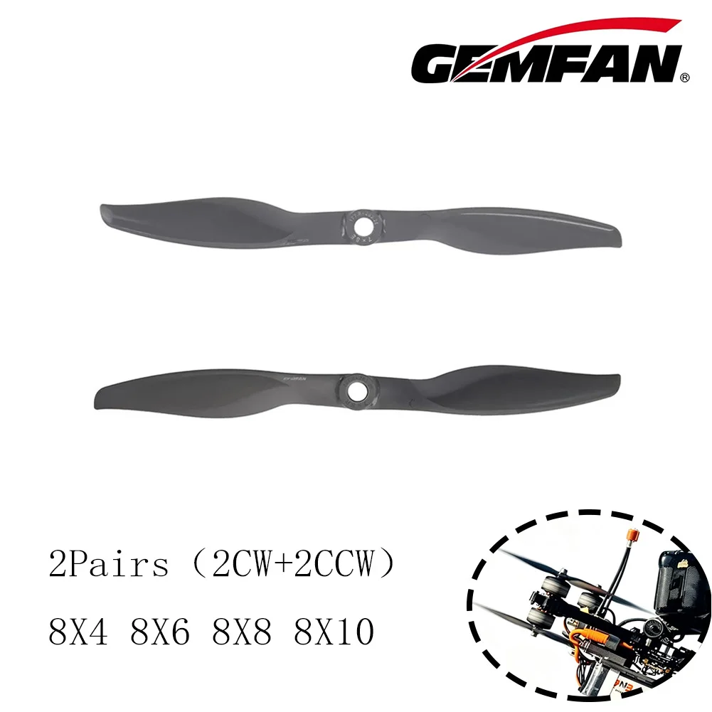 2Pair Gemfan Vortex 8X4 8X6 8X8 8X10 Propeller Gray Glass Fiber Nylon CW CCW Propeller for FPV Fixed-wing Airplane