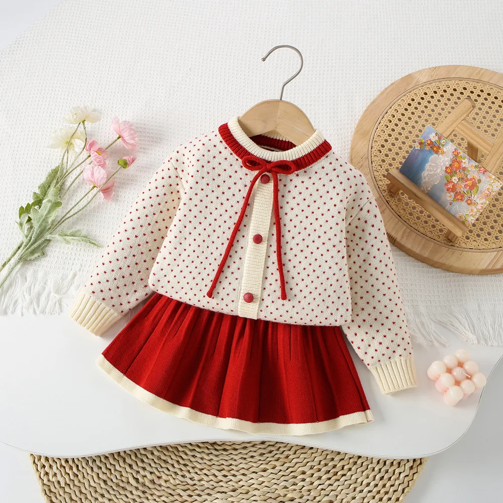 Girls Clothes Adorable Fall Winter Sweater 2PCS SETS kids' sets and outfits Baby Girl Clothes Knit Shirt + Skirt Set