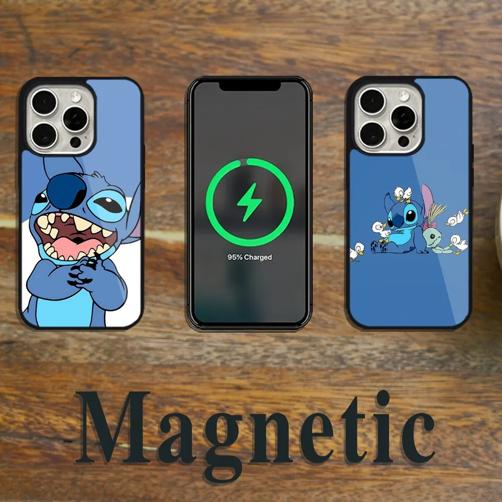 D-Disney S-Stitch Phone Case For iPhone 11 12 13 14 15 Pro Max Plus Shell Magsafe Magnetic Wireless Charging