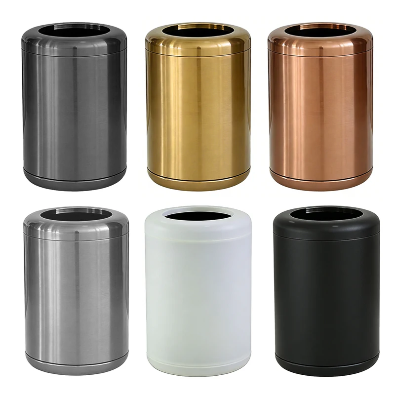 

8L/2.4gal Stainless Steel Double Layer Trash Can, No Lid Minimalist Luxury Garbage Bin for Bathroom Hotel Living Room