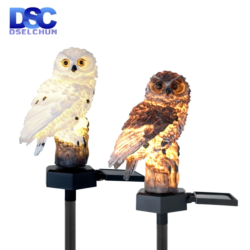 Solar Owl Garden Light Outdoor LED Lawn Lamp for Garden Decoration Waterproof Christmas Lights Outdoor Solar Lamp Post