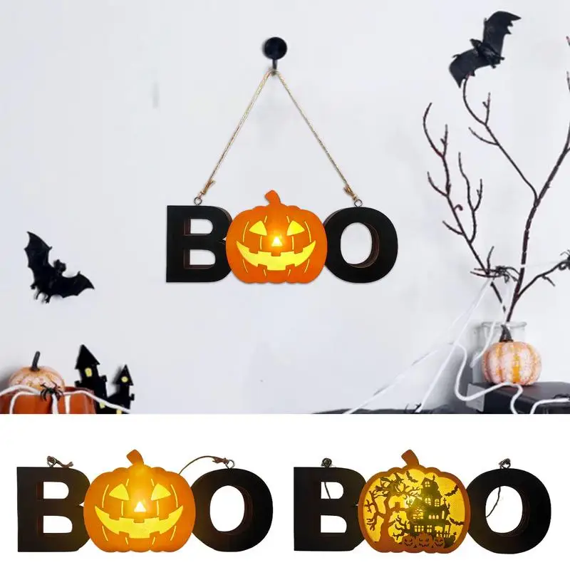 Light Up Boo Sign Pumpkin Light Up Marquee Letters Party Decoration Halloween Lights Decorations For Kitchen Fireplace Party