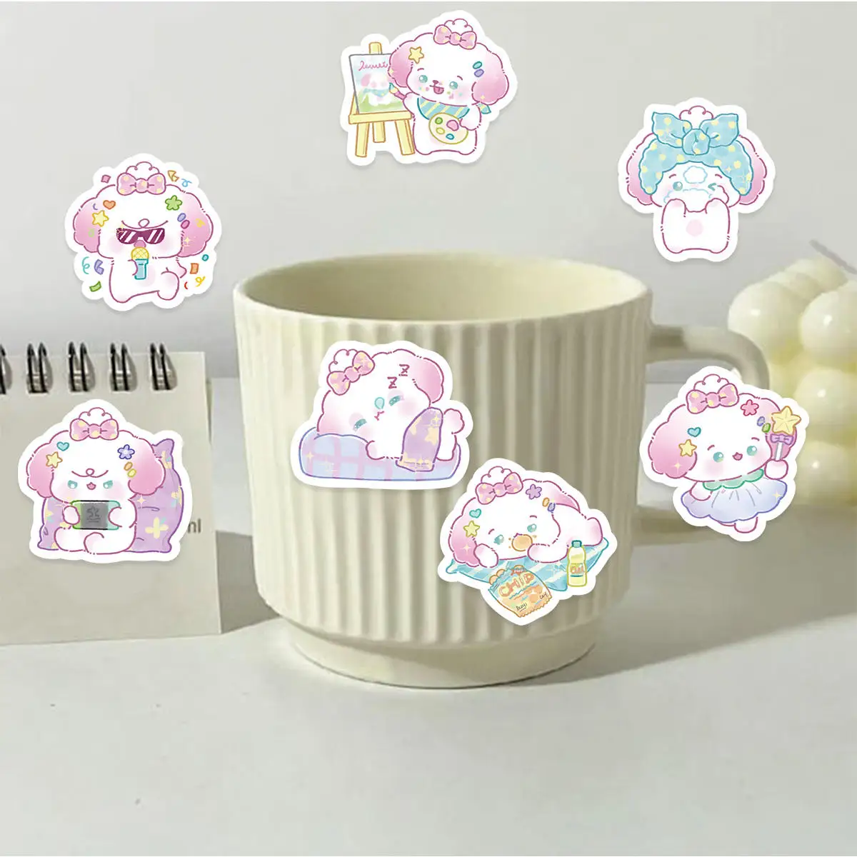 45pcs PVC Cute Cartoon Animal Kawaii Lazy Sheep Fun Collage 15 Styles, 3 of Each,Student DIY Diaries,Cups,Decoration Stickers