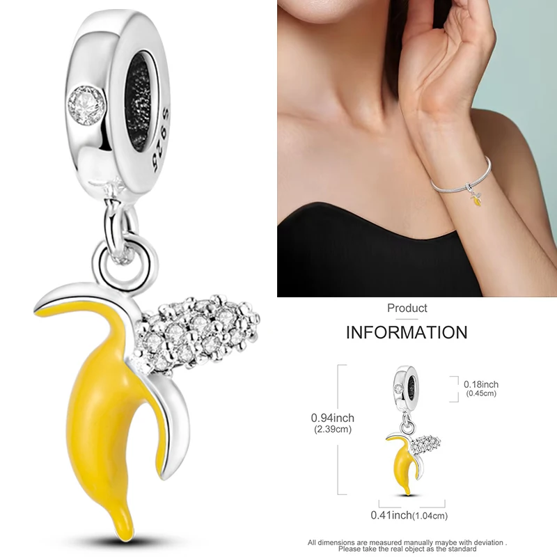Frucht-Charm 925 Sterling Silber Erdbeere Kirsche Avocado Perlenanhänger Passend für Europäische Armbänder DIY Damenschmuck Geschenk 2026 – Detail 13