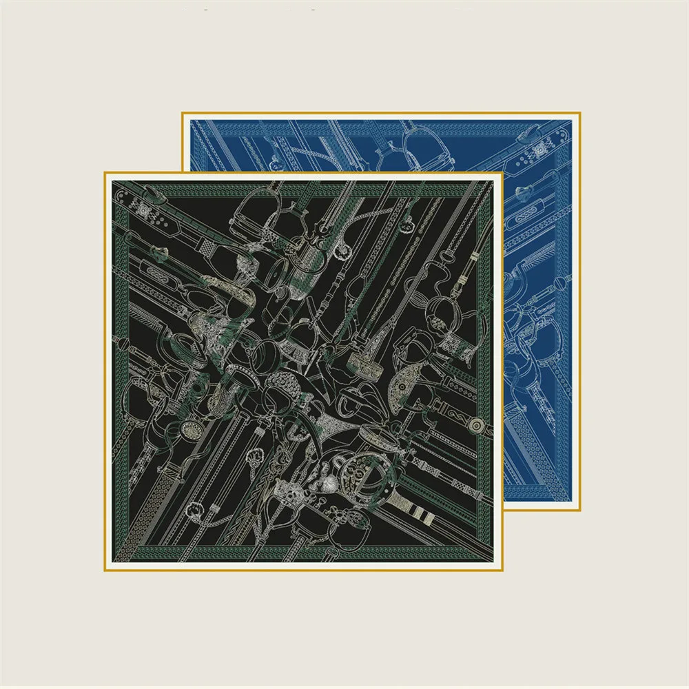 POBING ม้วนผ้าไหมผ้าพันคอผู้หญิงโกลนคู่ด้านข้างพิมพ์ผ้าพันคอสแควร์ห่อ Echarpes Foulards Femme Hijab 70 ซม.