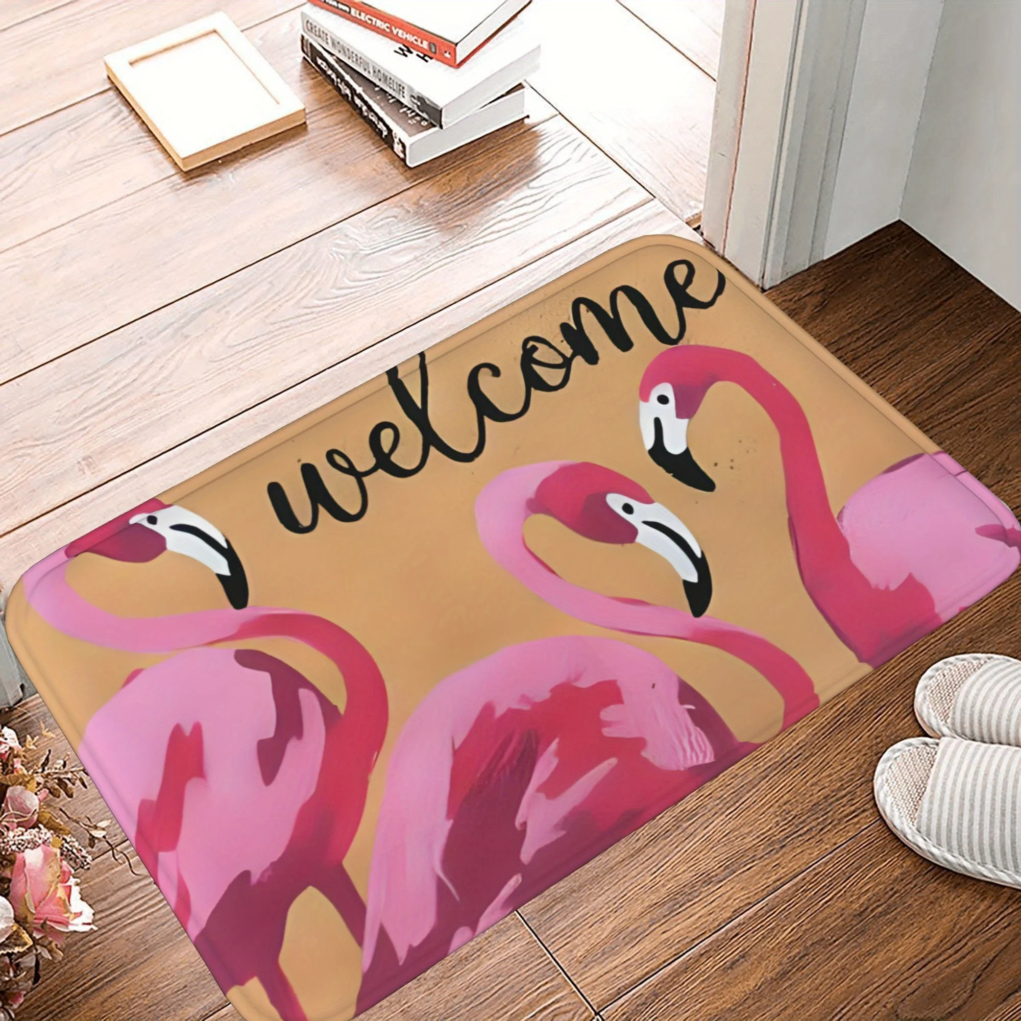 

Очаровательный коврик для двери «Добро пожаловать» с фламинго — высококачественный нескользящий коврик, ярко-розовый дизайн для любителей тропиков и птиц