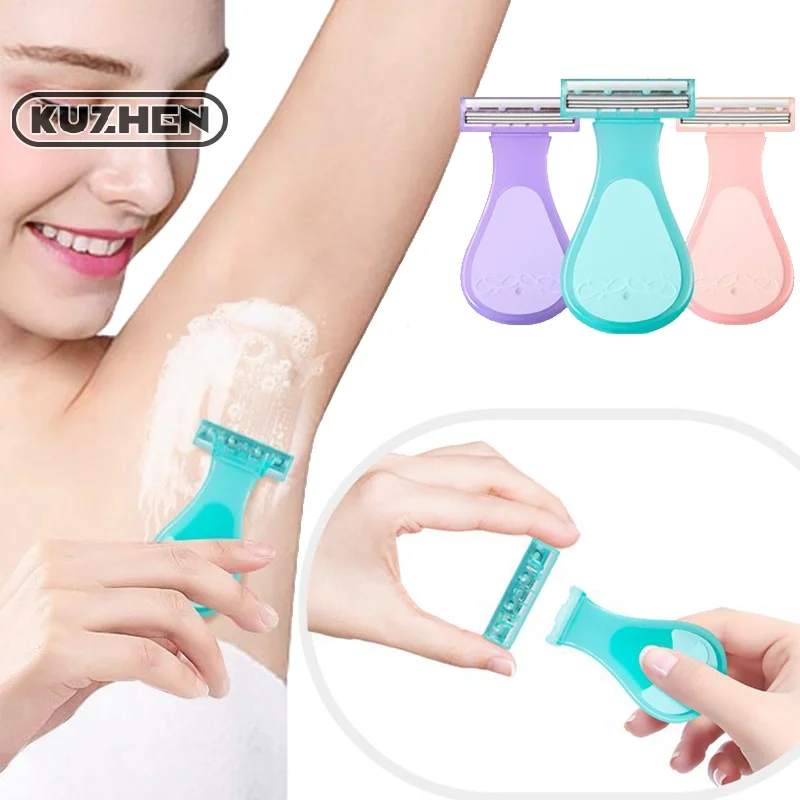 Mini cuchillo de depilación portátil para mujer, de acero inoxidable cuchilla de afeitar, herramientas de belleza para eliminar el vello corporal