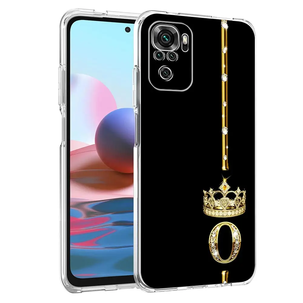 Phone Case For Xiaomi Redmi Note 13 12 5G 9S 9 8 10 11 Pro Plus 4G 9T 13C 12C10C 9C 9A 7 Cover Diamond Crown Letter Letters