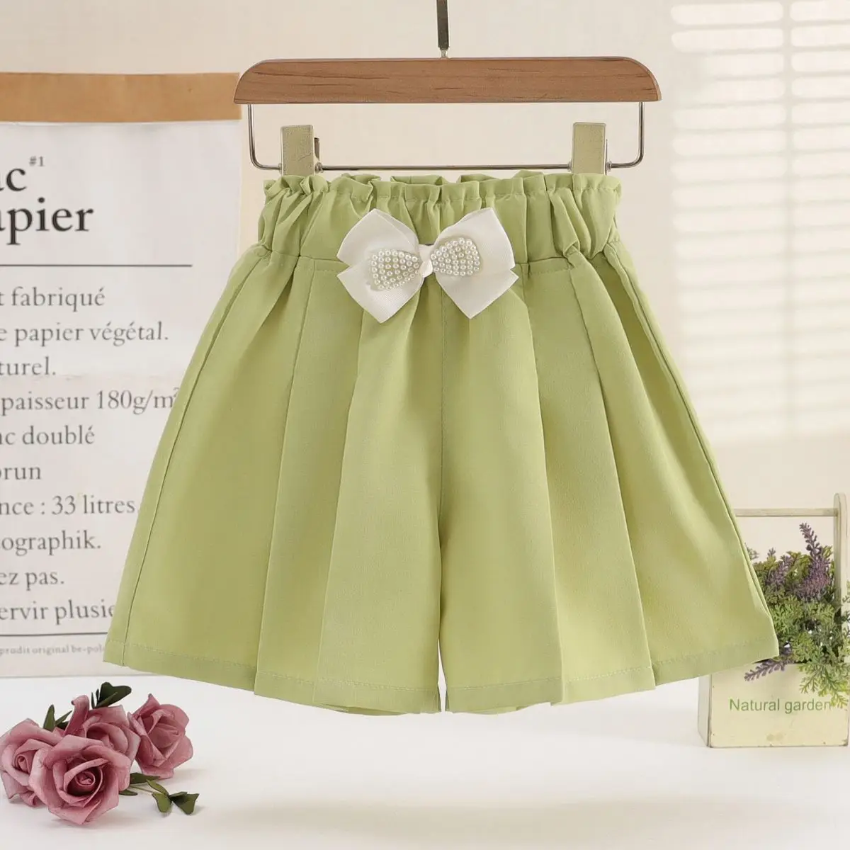 4-16 Yrs Teenager Girls Korean High Waisted Loose Shorts Back To School Green Clothes 2025 New Summer Baby Girls Beach Clothes