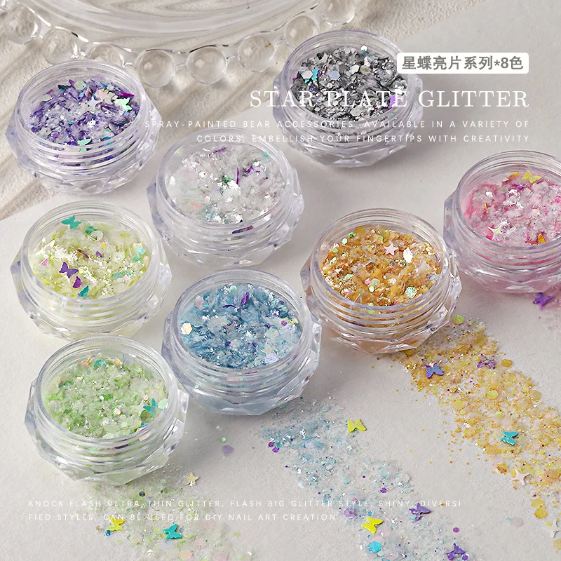 السائبة الثلاثية الأبعاد مختلط مكتنزة بريق تقشر البريق الترتر مستحضرات التجميل للوجه الجسم العين الشعر مسمار الفن الراتنج بريق فضفاض مسحوق