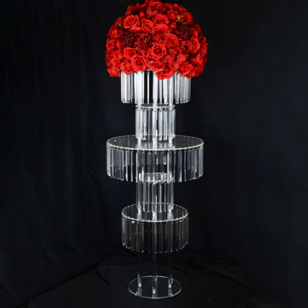 47 Inch Flower Rack Clear Column Stand Metal Road Lead Wedding Table Centerpiece Rack For Event Party Decoration