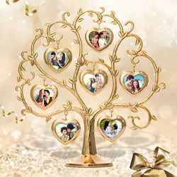 Tree-Shaped Golden Photo Frame, Birthday Gift for Wife and Girlfriend, Wedding Souvenirs, 7 Pendant easel Combinations, 1Pc
