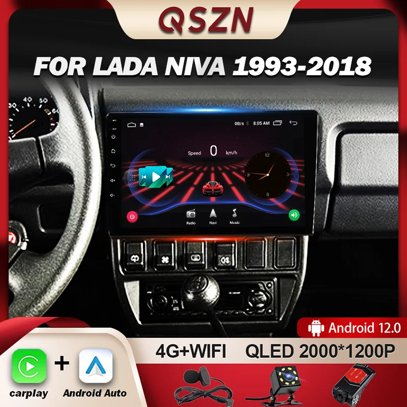 QSZN For LADA NIVA 1993-2018 Car Radio Multimedia Video Player Navigation GPS Carplay Android 12 Autoradio Head Unit Auto Stereo