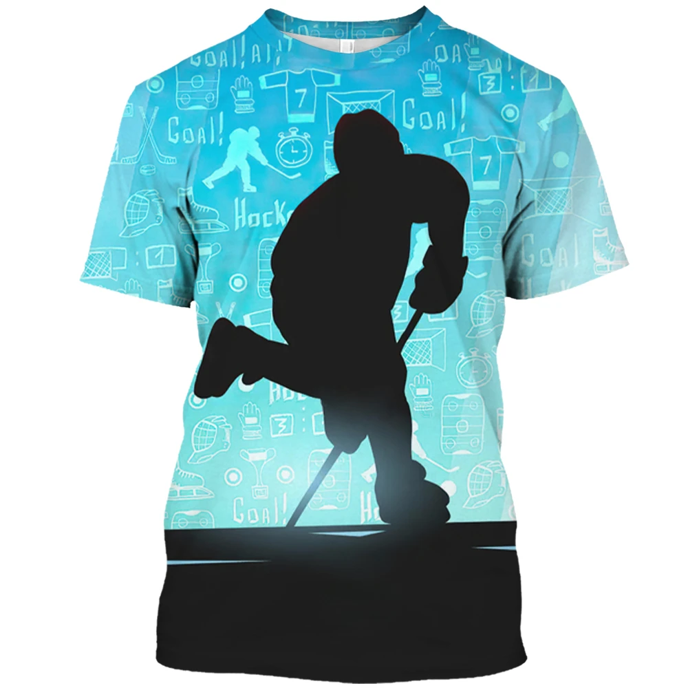 

Summer Fashion Sports Hockey Men T-shirts New Trend Casual Fun Personality Harajuku Printed Round Neck Short Sleeve Tees Tops