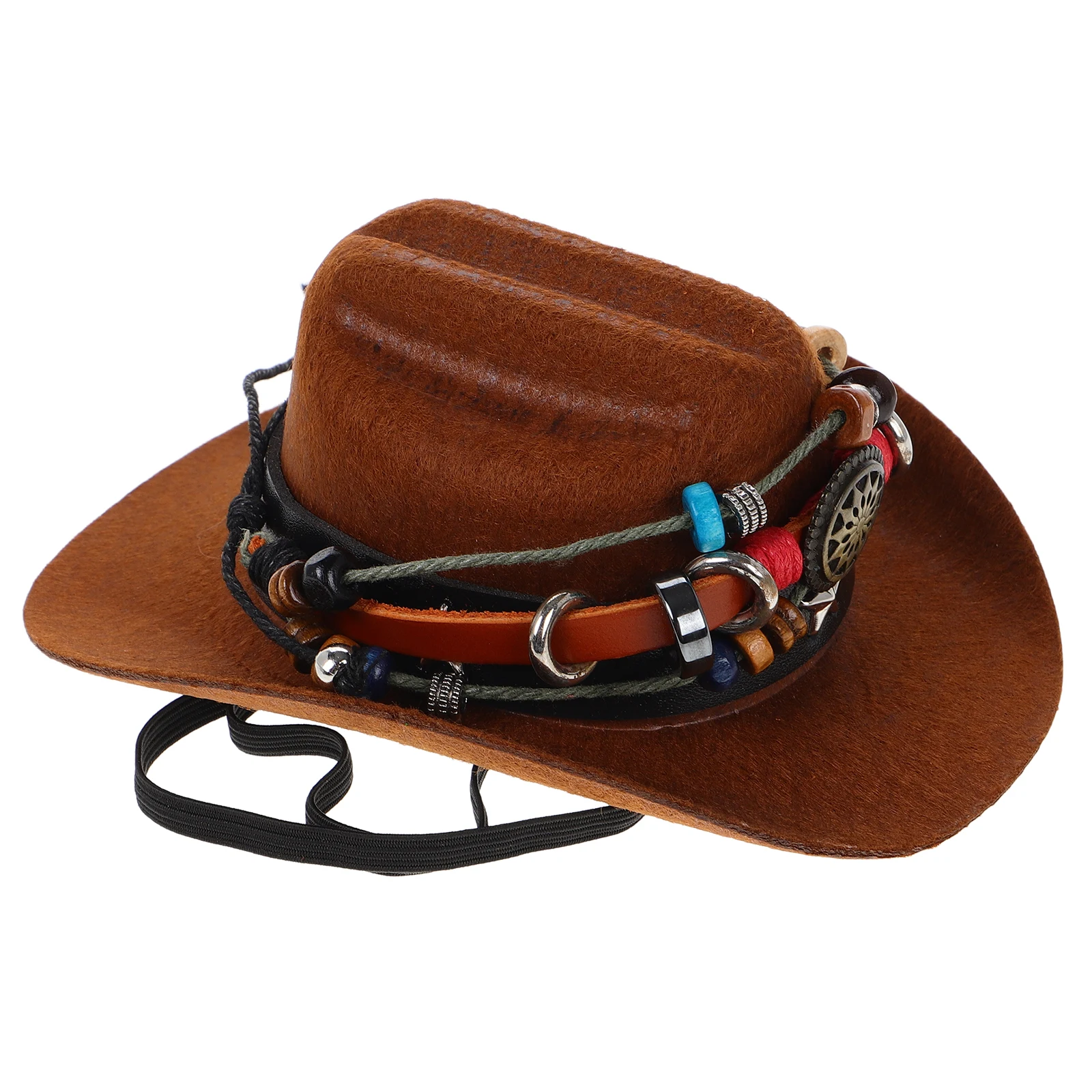 

Cowboy Hat Car Holder Decorations Miniature Polyester Dog Party Hats Stylish Western Vintage Car Interior Accessories Handmade