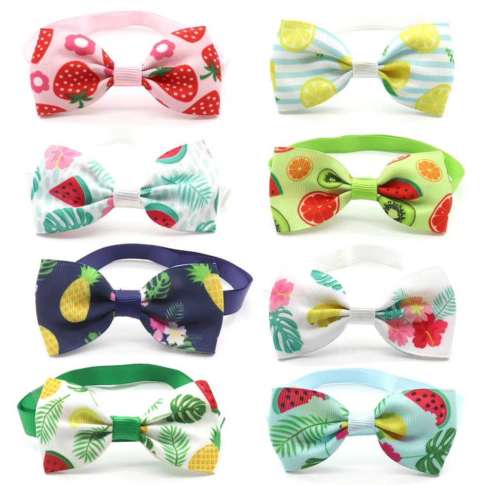 Fruit Pattern Pet Dog Bowtie Collars Autumn Pet Cat Bowtie Necklace Dog Grooming Accessories for Small Medium Dog Christmas Gift