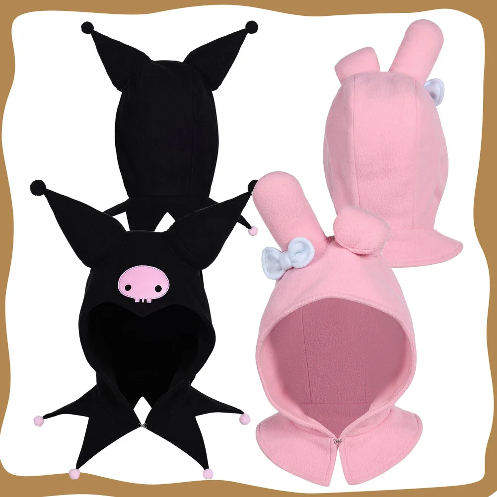 

Cartoon Girls Melody Cosplay Cute Black Pink Hat for Kids Children Kur Cap Halloween Carnival Costume Accessories Headwear Gifts