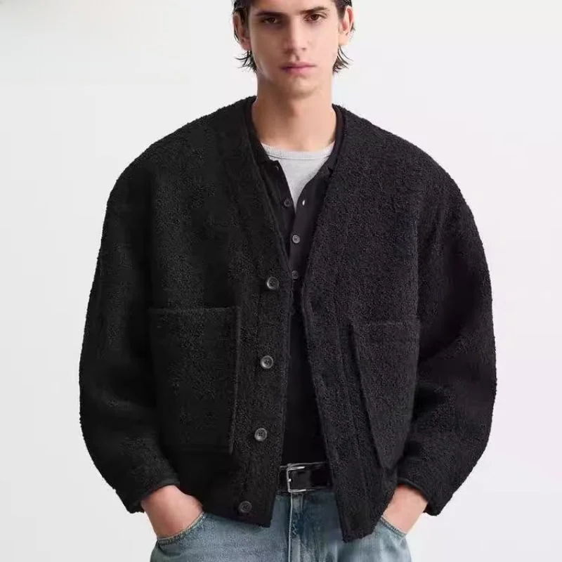 

Men's Knitted Sweater Wool Blend ort V-Ne Long Sve irt Jaet Autumn Winter New Arrival Casual Loose Fit Youth Faion