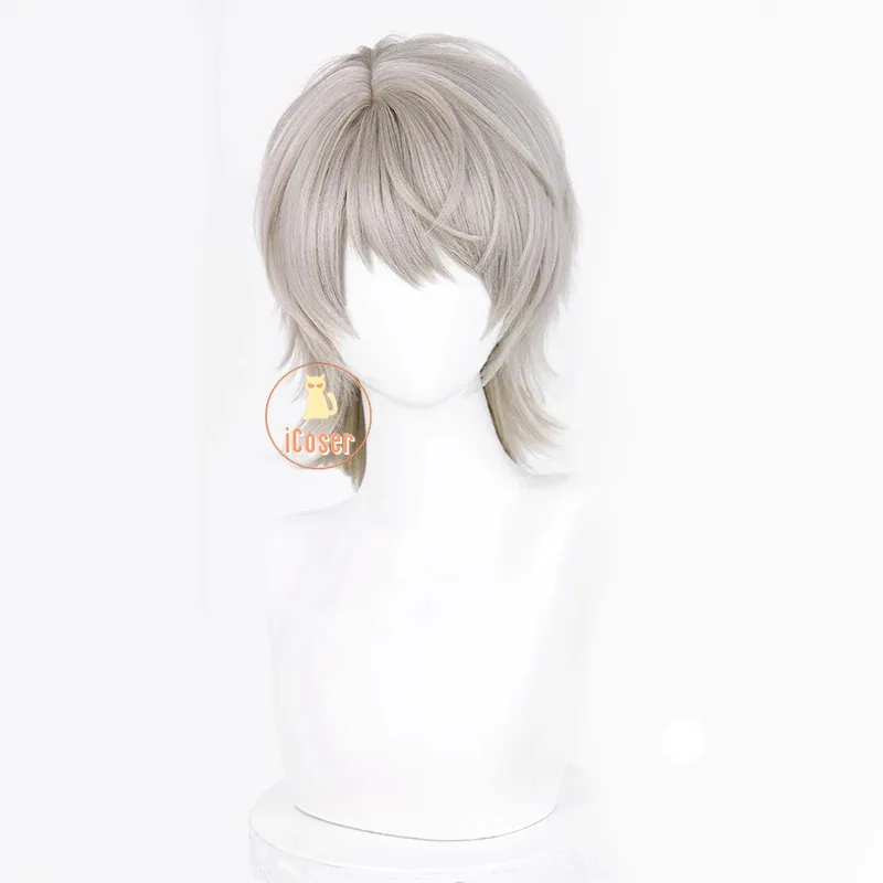 

asdh8@Love and Deepspace Xavier Cosplay Wig Light Grey Hair Shimmering Moonlight Halloween Party for Women Men Carnival Game Cos