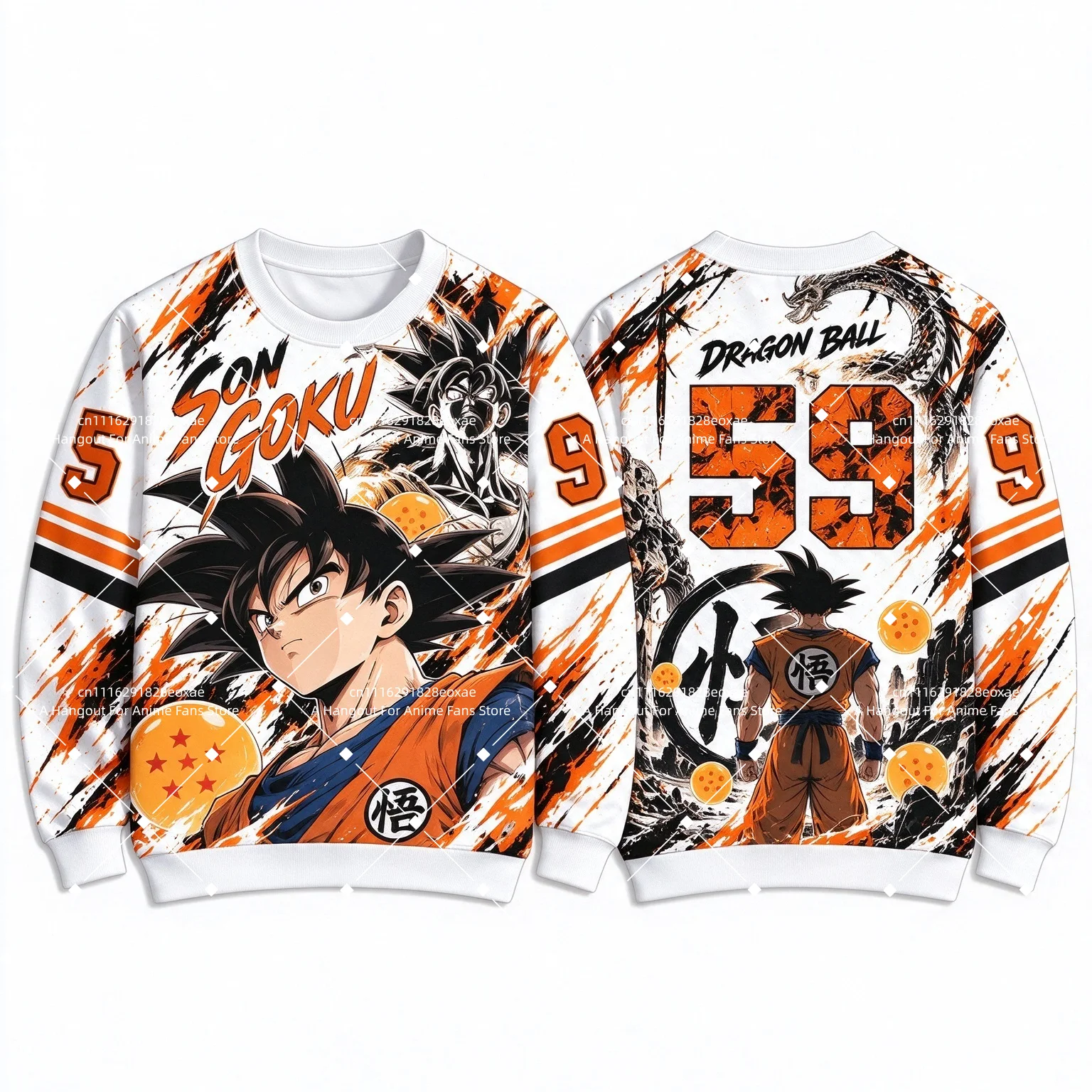 2026 New Hot Dragon Ball Style Crew Neck Long Sleeve Sweatshirt No Hood Family Matching Outfit Parent Kid Tops