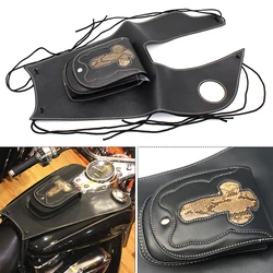 Black Motorcycle PU Leather Right Tank Cap Panel Cover Bag Tank Bags For Honda Shadow VT750 C2 C4 RC50 RC53 2004-2011