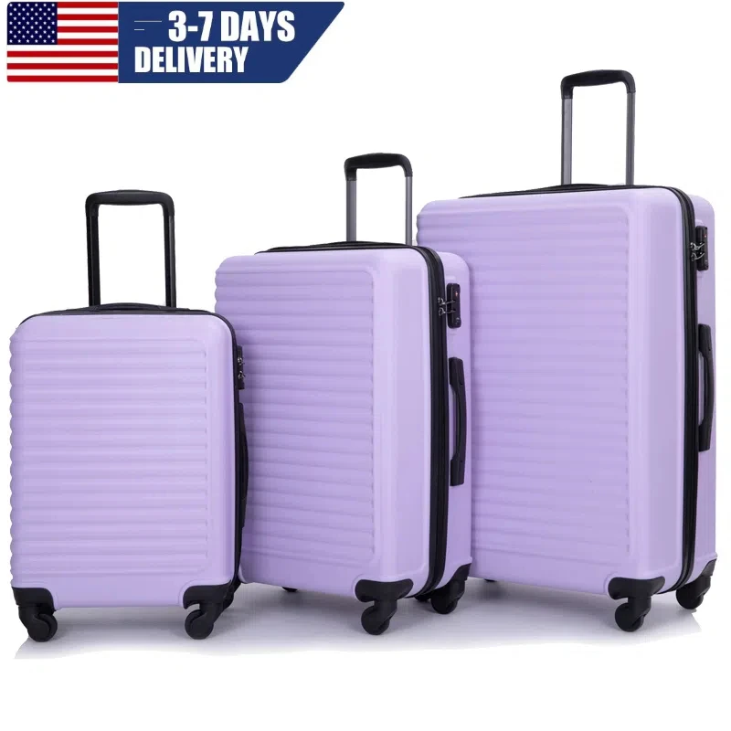 Travelhouse Juego de equipaje de 3 piezas, juego de equipaje rígido con rueda giratoria, equipaje de mano con cerradura TSA, juego de maletas de viaje