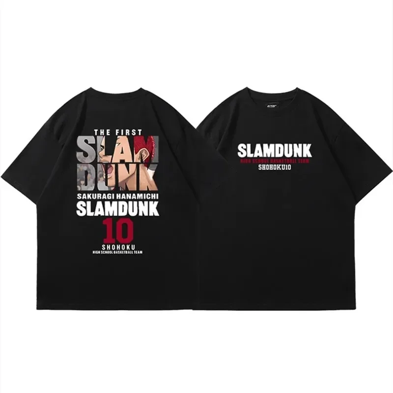 2024 Anime Slam Dunk Print T-Shirt Men's Oversized Japanese Manganese Cotton Short Sleeve Fast Shipping Pure Cotton