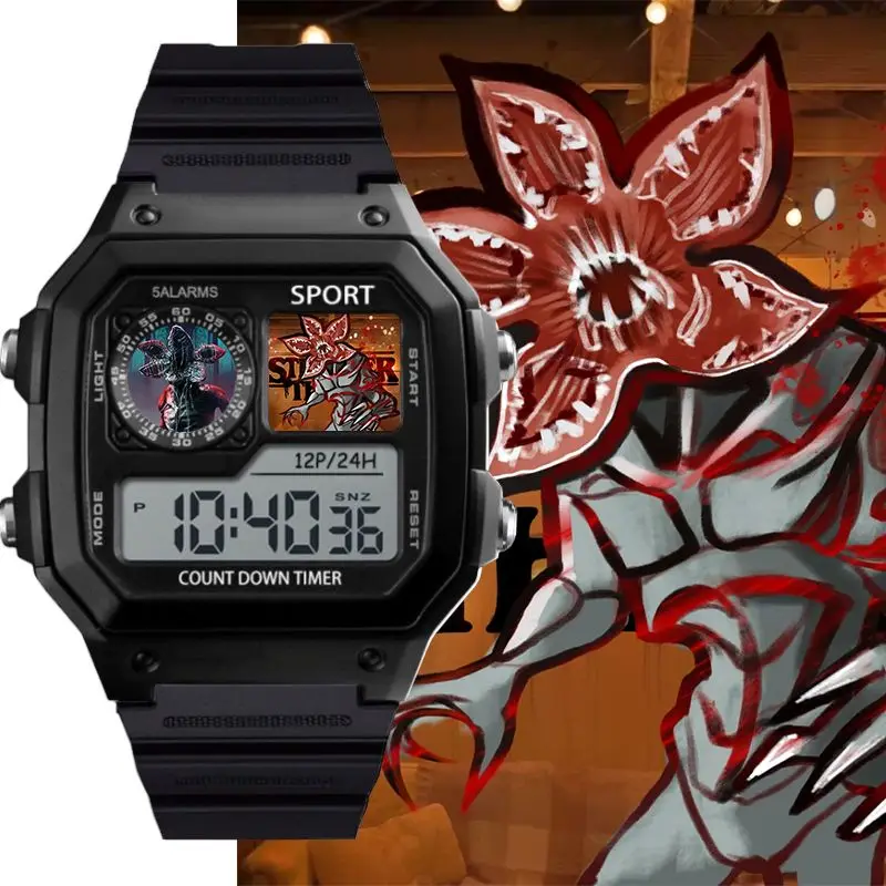 

For TV Series Stranger Things Season 5 Merchandise Alarm Watch Luminous Waterproof Date Display Multifunction Electronic Watch