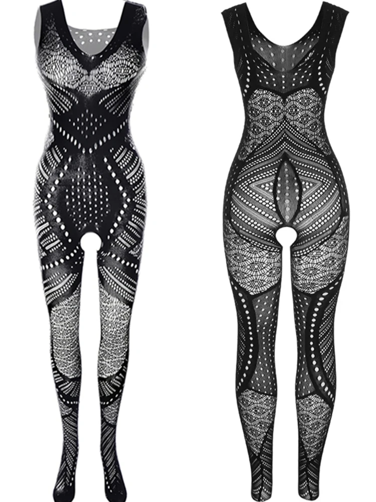 Hot Selling Men\'s Sex Jumpsuit One-piece Fishing Net Full Body Stocking Clothes Gay Erotic Mesh Transparent Temptation Body Suit