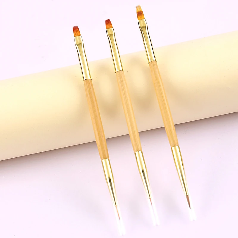 1/3Pcs Double Sided Bamboo Nail Brush Gel Brush For Manicure UV Gel Extension Pen For Nail Polish Painting Drawing Brush Tools