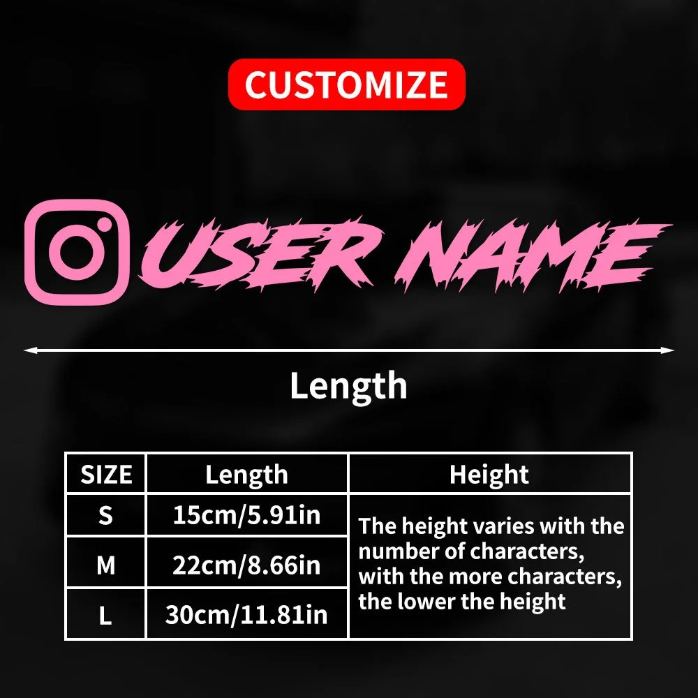1PC aangepaste autosticker Instagram coole lettertypen waterdicht doe-het-zelf voertuigraam motorfiets fiets scooter helm duurzame vinylstickers