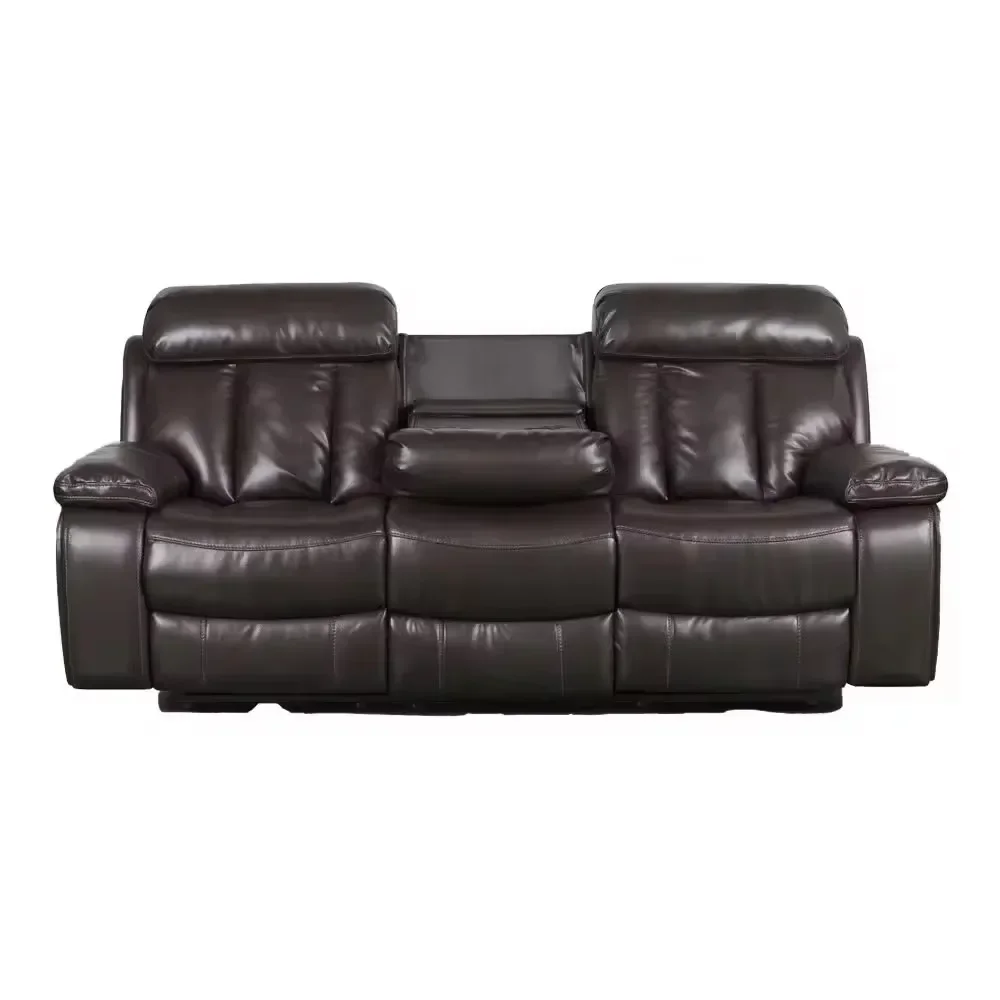 Custom Air Leather 3 2 1 Manual Reclining Living Room Sofas With Drop Down Table