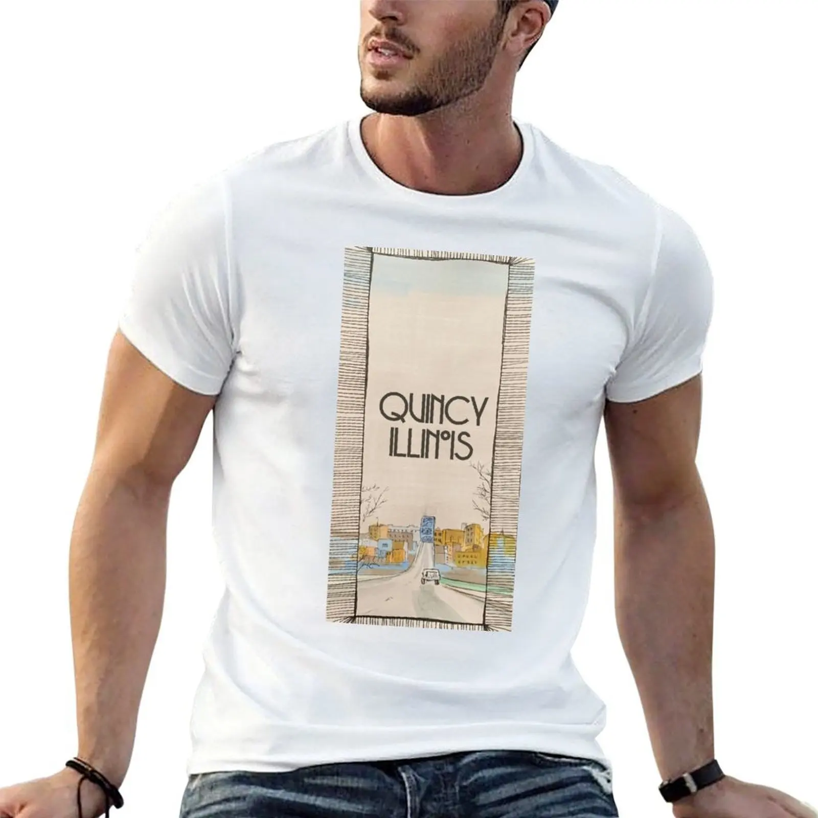 Quincy Bridge Neutral with Text T-Shirt kawaii clothes Blouse Men's t-shirt