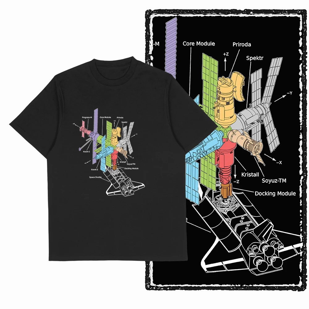 رائد الفضاء نمط 2025 الرجال النساء حجم كبير الرجعية الأسود رواية الساخن بيع القطن الخالص تي شيرت #1