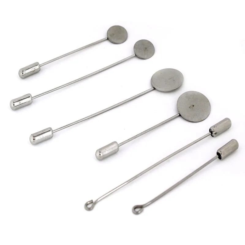 10 Stück 10-15mm Edelstahl Rohlinge für Broschen, Cabochon-Basen, Anstecknadeln und Sicherheitsnadeln für DIY Schmuckzubehör – Detail 1