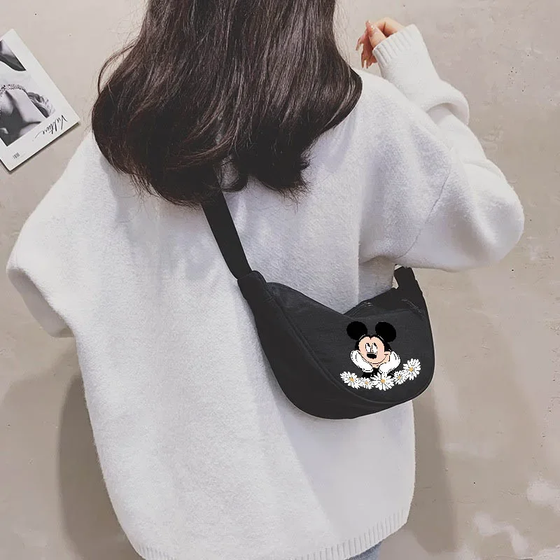 Disney Mickey Mouse Nylon Hobos Crossbody Bag Women Shoulder Bags Large Capacity Tote Lady Travel Shopper Bag Female Purses