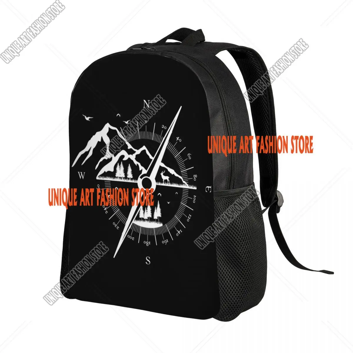 Mountain Camping Adventure Compass Backpacks for Men Women Waterproof School College Bag Printing Bookbag