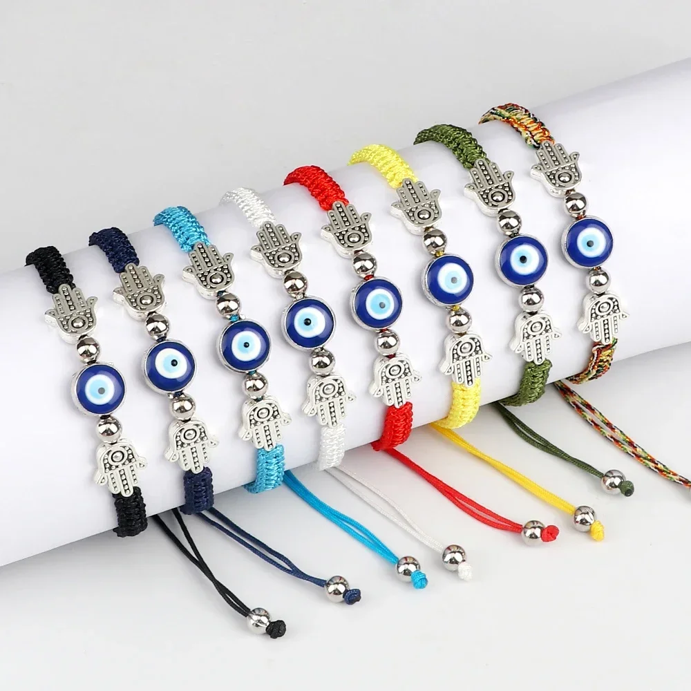 Nueva pulsera turca contra el mal de ojo para mujeres y hombres, cadena roja trenzada de la suerte, elefante Retro, cuerda multicolor de la suerte, joyería para la muñeca