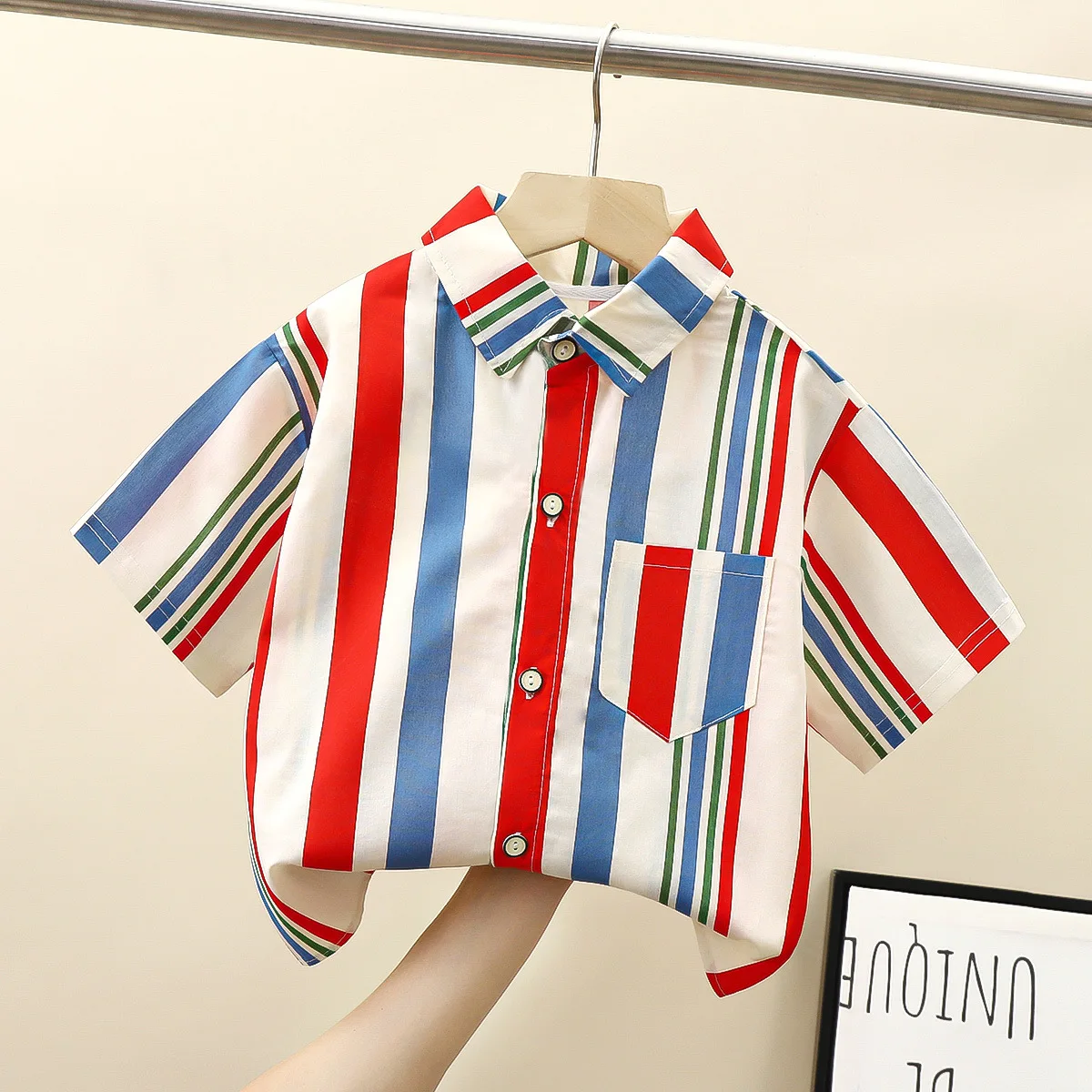 90-170cm Children Girl Short sleeved Shirts Summer Boys Summer Clothes Thin Baby Shirts  Cotton Tops 2023 New Korean Version