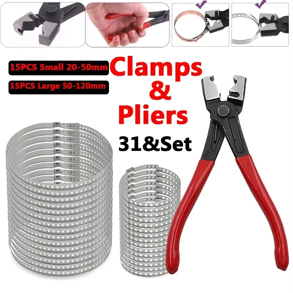 31pcs/Set Car Repair Tool Clicr-R Hose Clip Plier Universal CV Boot Clips Kit Stainless Steel Accessories On Most Vehicles