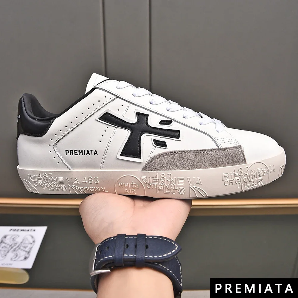 PREMIATA Simple ComfortableTrendy Versatile Casual Flat Small White Shoes Classic Retro Niche Lace-up Sports Skateboard Shoes