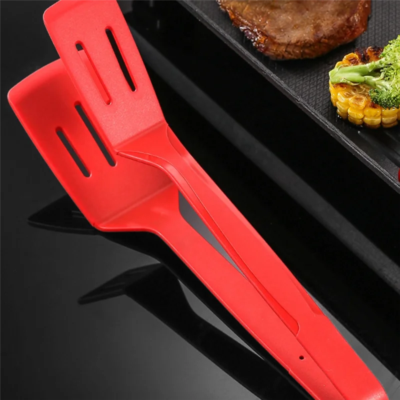 Silicone Kitchen Tong Multipurpose BBQ Clamp Spatula for Gripper Bread Clip Fried Steak Clamp Red